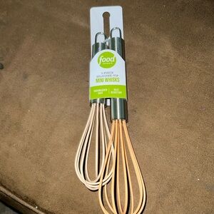NWT Food Network 2-Piece Silicone-Tip Mini Whisks